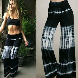 Black White Tie-Dye Wide Leg Pants